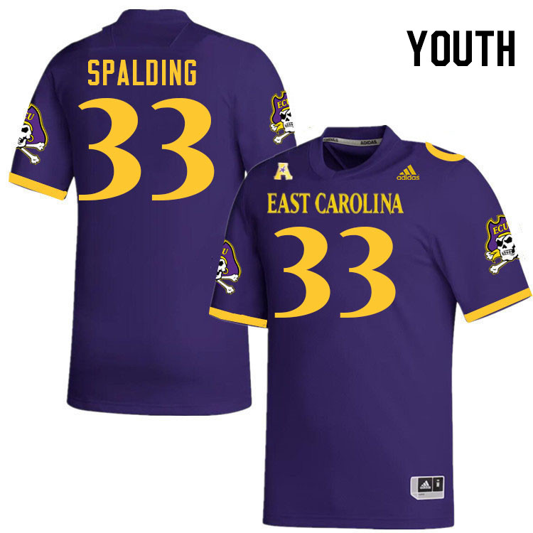 Youth #33 Brock Spalding ECU Pirates 2023 College Football Jerseys Stitched-Purple - Click Image to Close